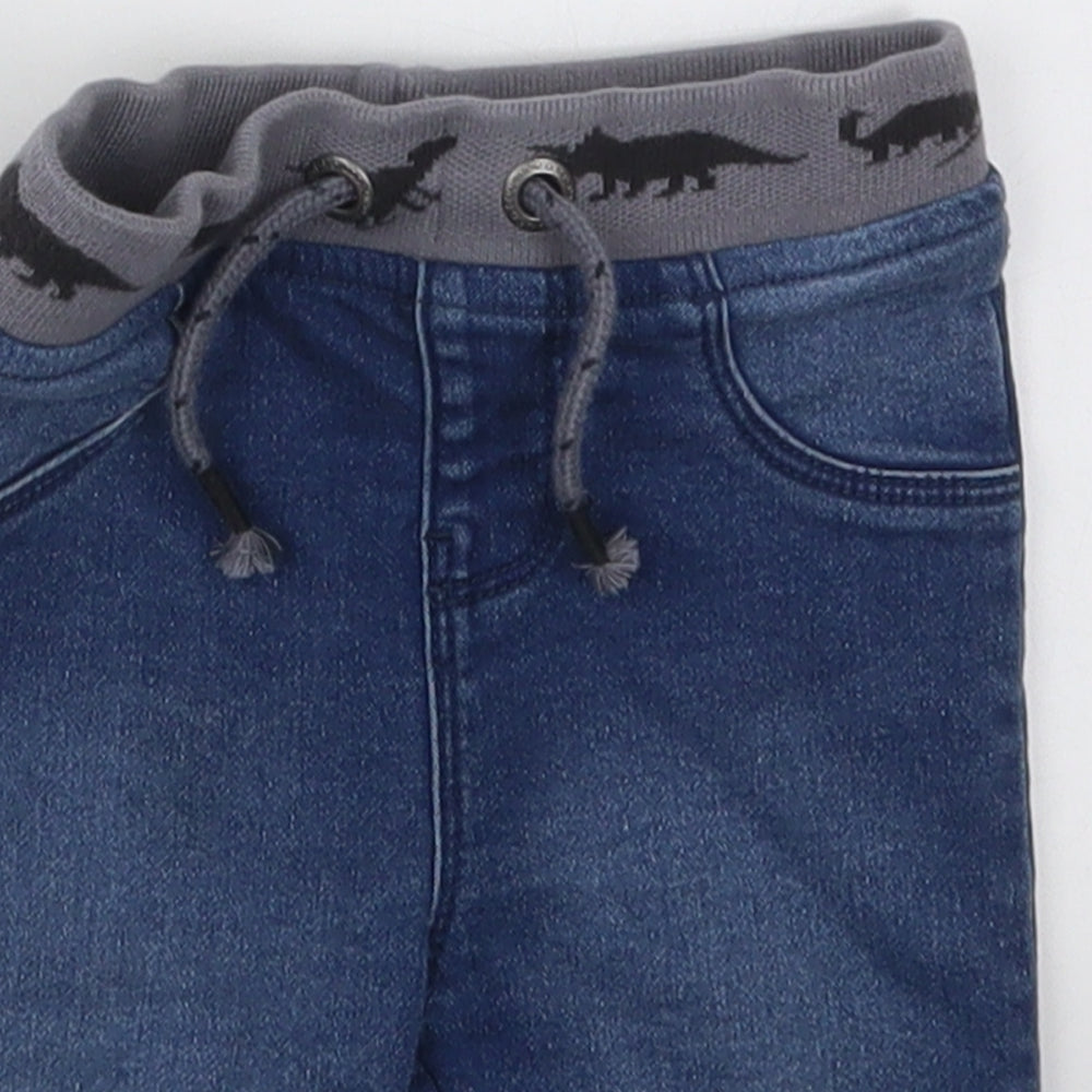 Dunnes Boys Blue  Cotton Cropped Jeans Size 9-12 Months  Drawstring