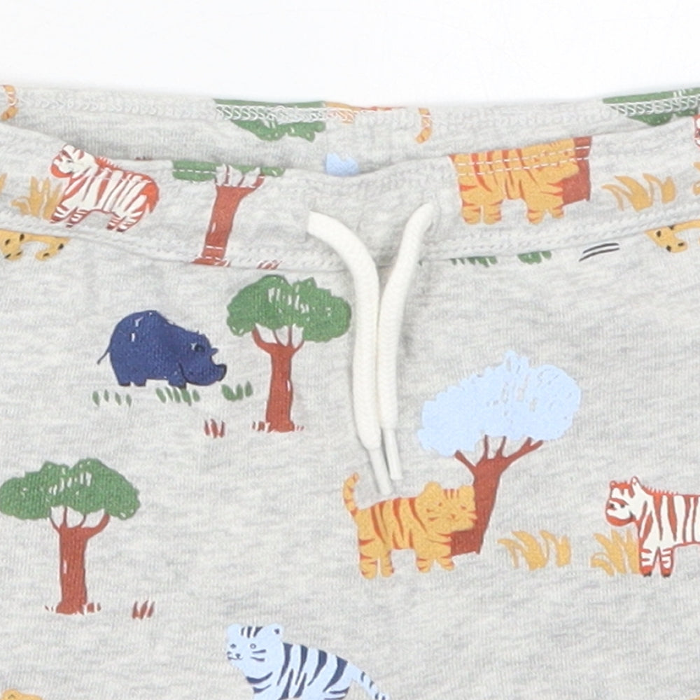 H&M Boys Grey  Cotton Sweatpants Trousers Size 9-12 Months  Drawstring - Animals