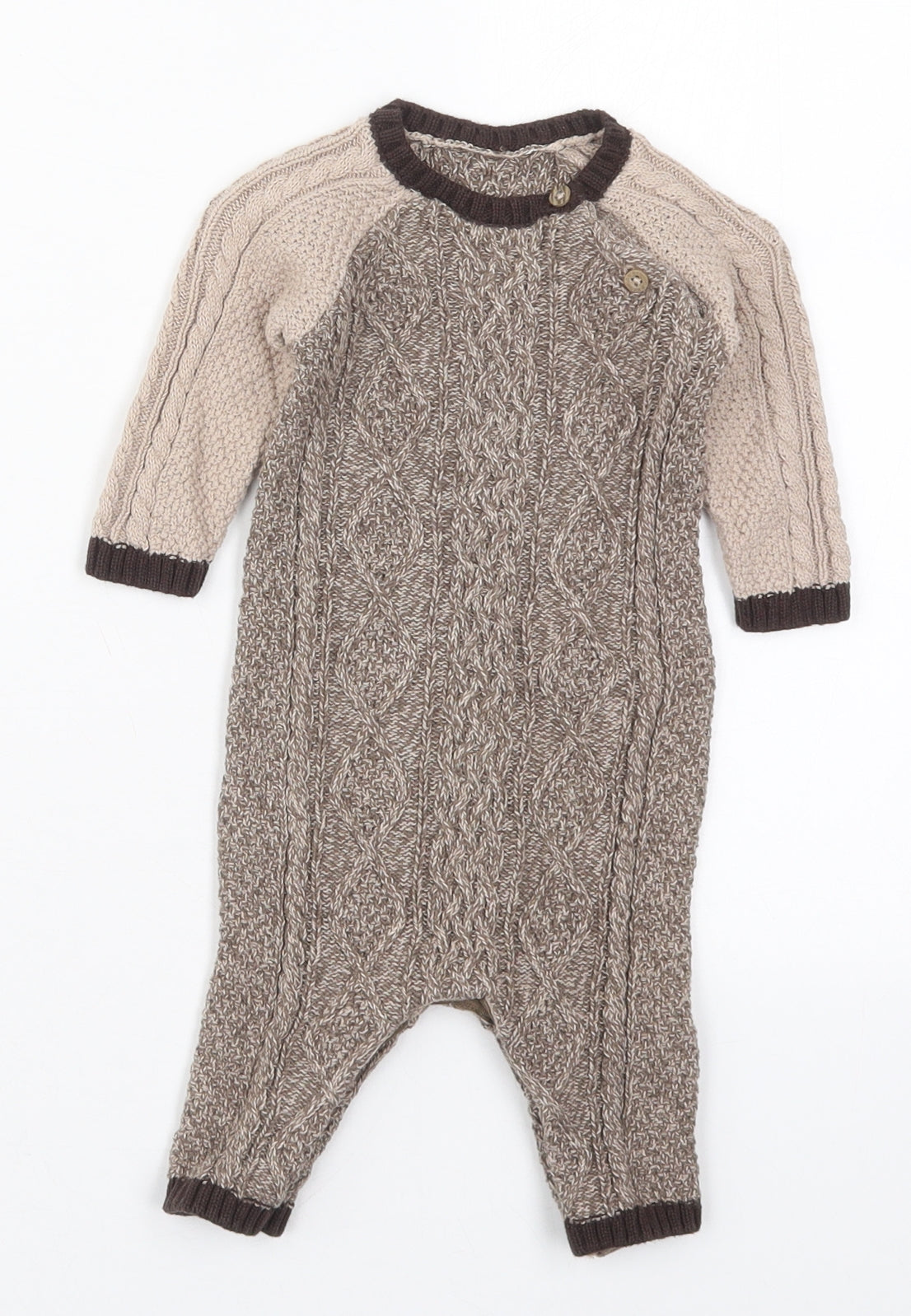 NEXT Boys Brown  Cotton Coverall One-Piece Size 0-3 Months  Button