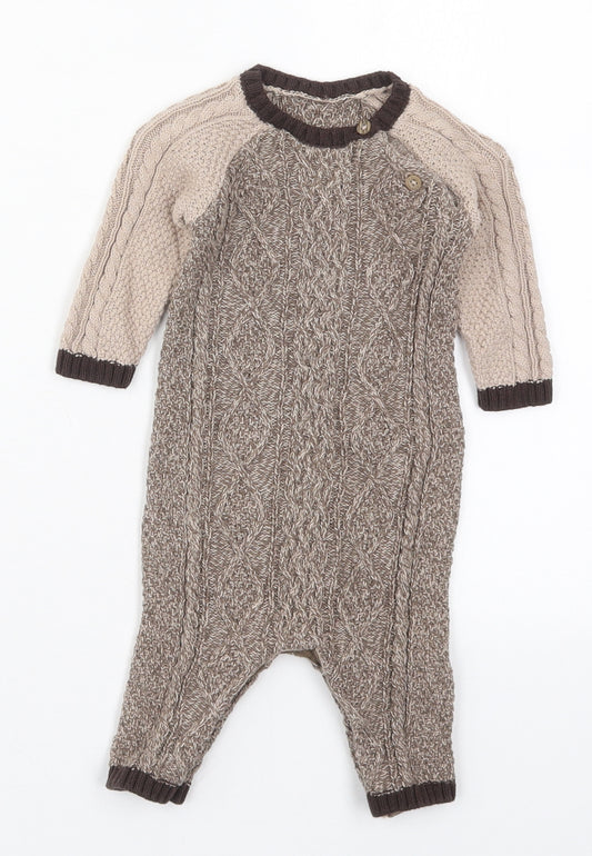 NEXT Boys Brown  Cotton Coverall One-Piece Size 0-3 Months  Button