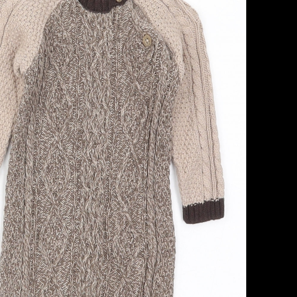 NEXT Boys Brown  Cotton Coverall One-Piece Size 0-3 Months  Button