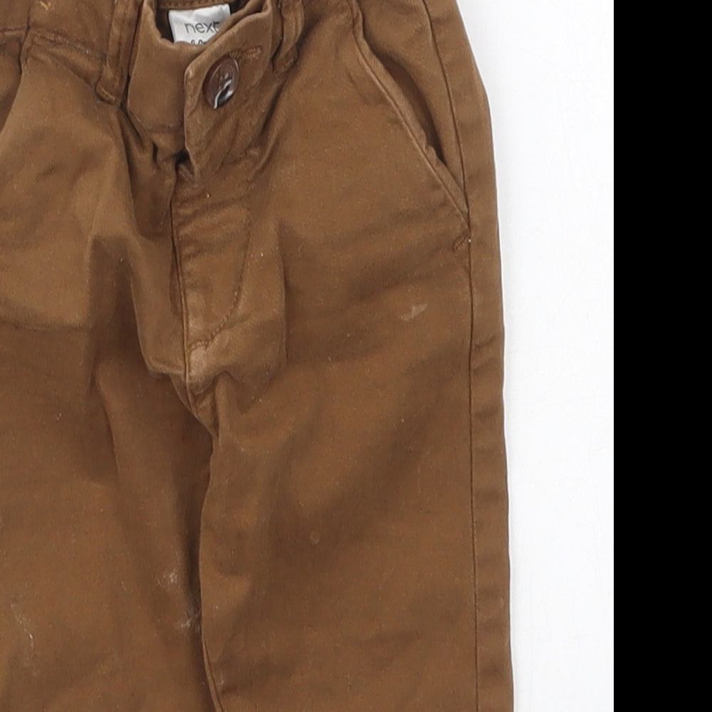 NEXT Boys Brown  Cotton Capri Trousers Size 6-9 Months  Button