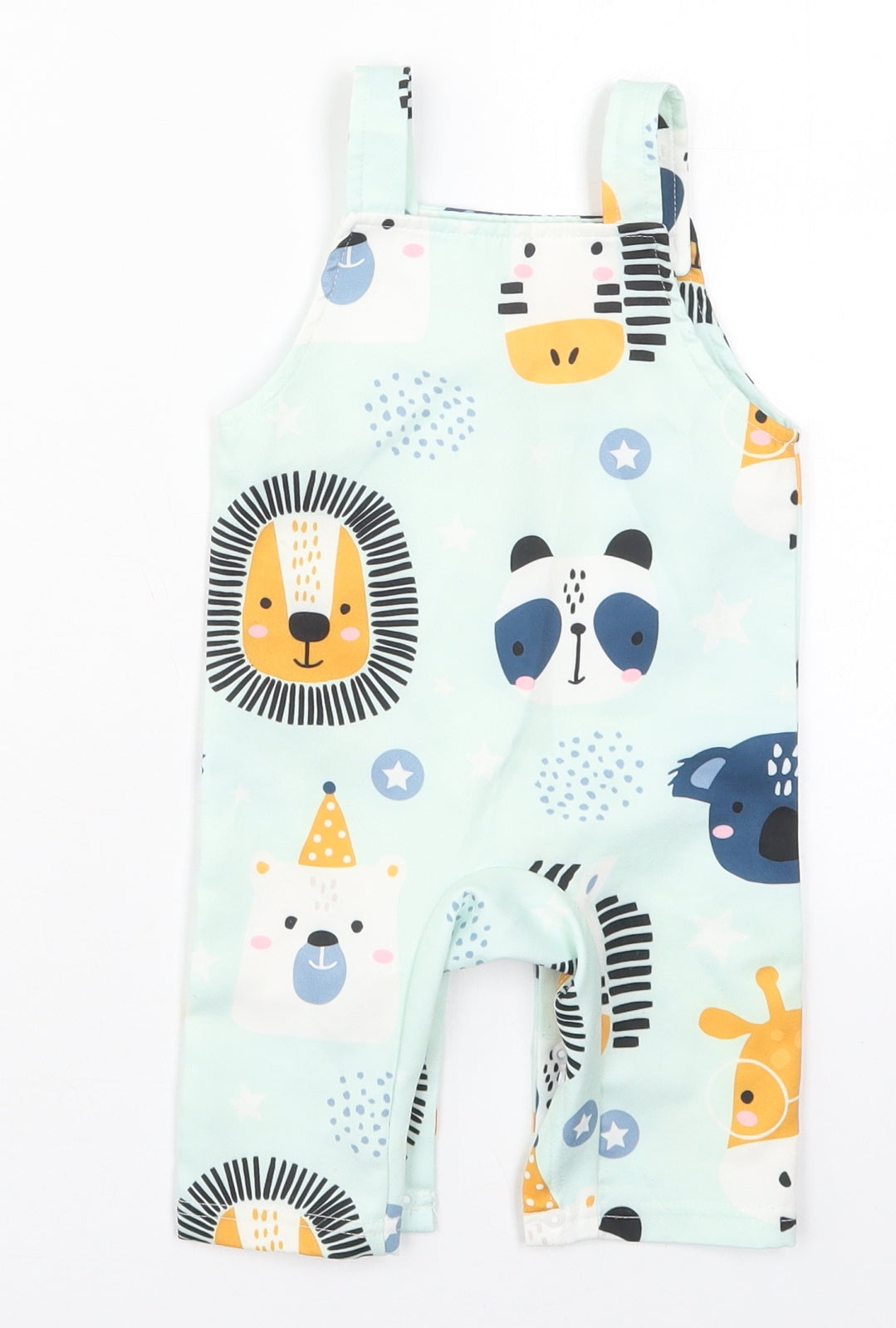 SheIn Boys Green  Polyester Romper One-Piece Size 3-6 Months  Button - Animals