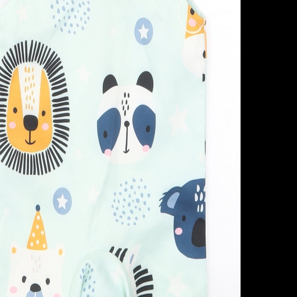 SheIn Boys Green  Polyester Romper One-Piece Size 3-6 Months  Button - Animals