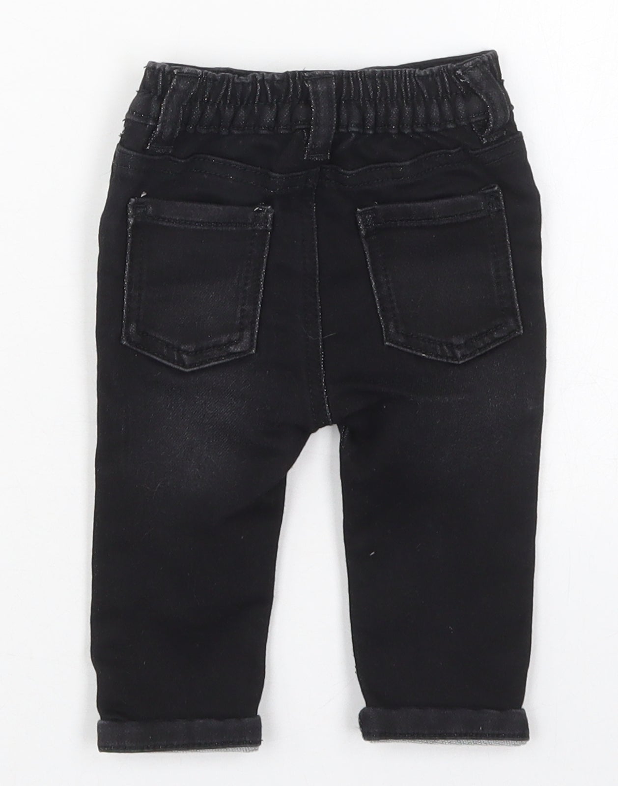 George Boys Black  Cotton Capri Jeans Size 3-6 Months  Button