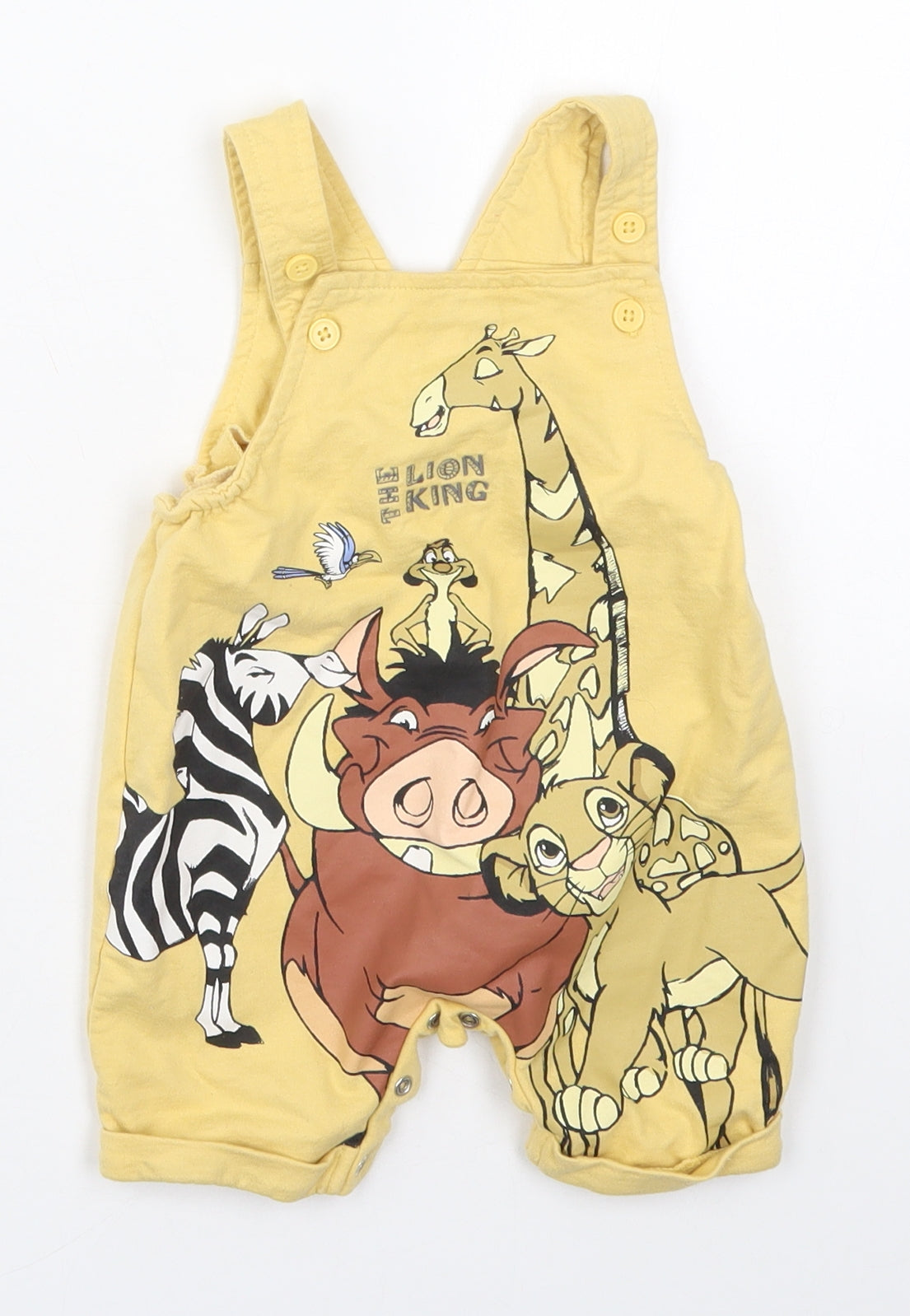 Primark Baby Yellow  Cotton Dungaree One-Piece Size 12-18 Months  Button - The Lion King