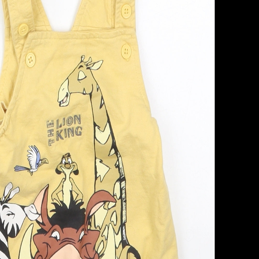 Primark Baby Yellow  Cotton Dungaree One-Piece Size 12-18 Months  Button - The Lion King