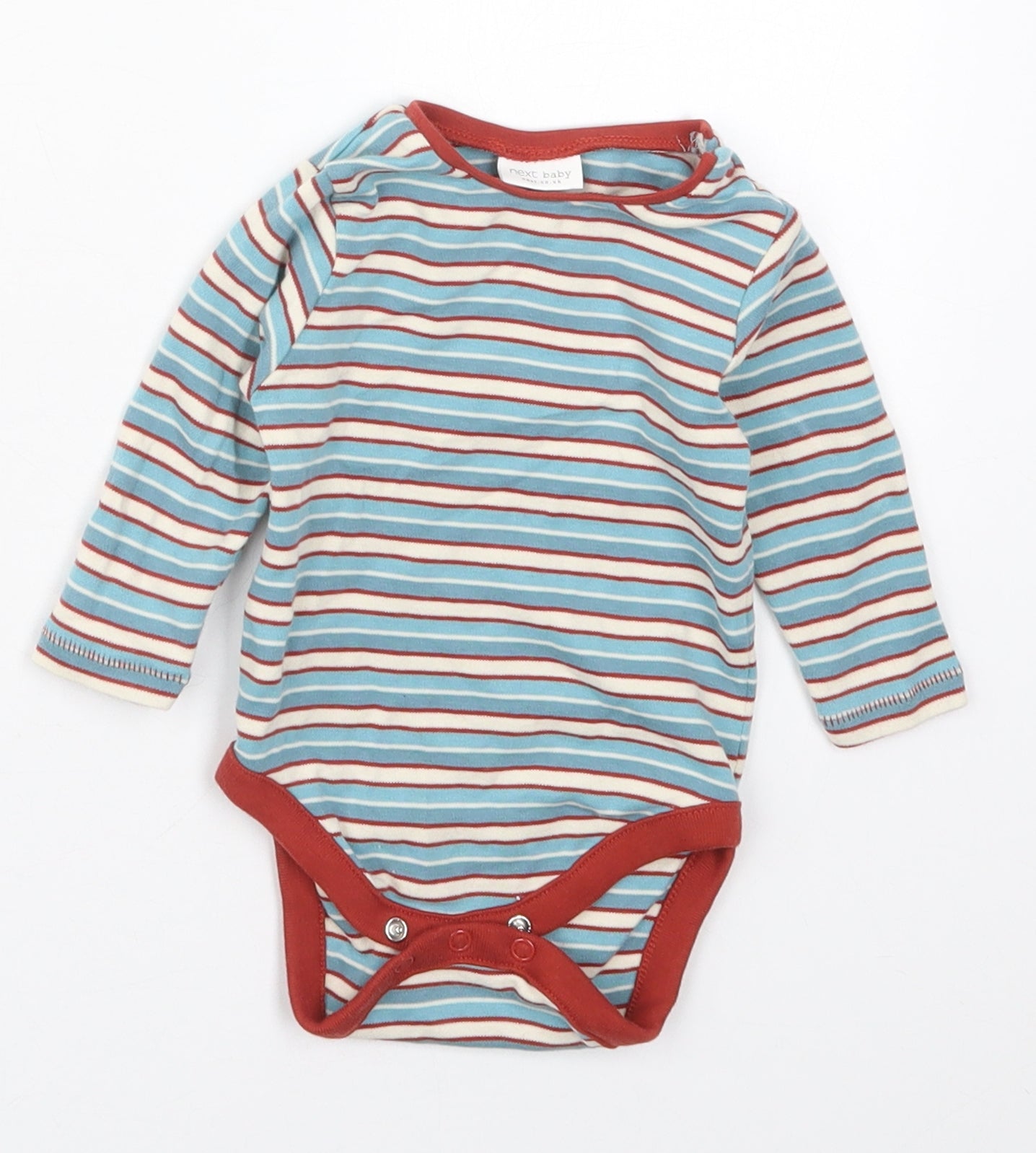 NEXT Boys Blue Striped Cotton Babygrow One-Piece Size 3-6 Months  Button