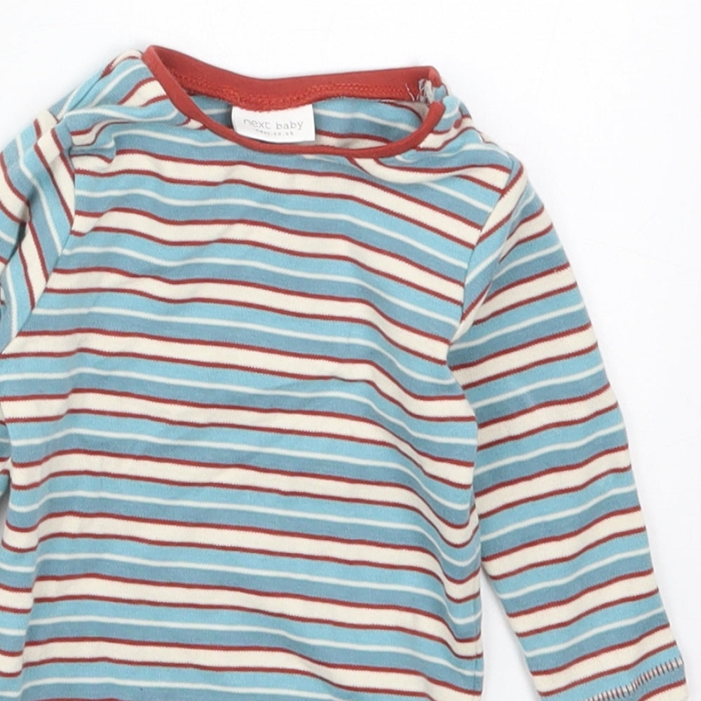 NEXT Boys Blue Striped Cotton Babygrow One-Piece Size 3-6 Months  Button