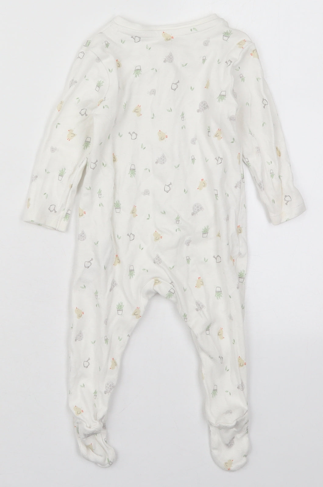 Primark Baby White Solid Cotton Cami One Piece Size 6-9 Months  Button - Animals Plants