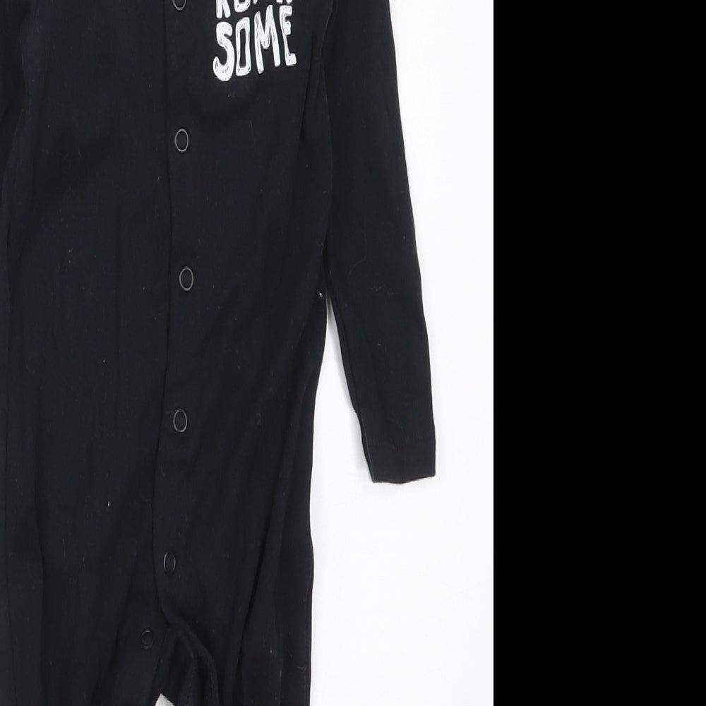 Primark Boys Black Solid Cotton Cami One Piece Size 6-9 Months  Button - Roarsome