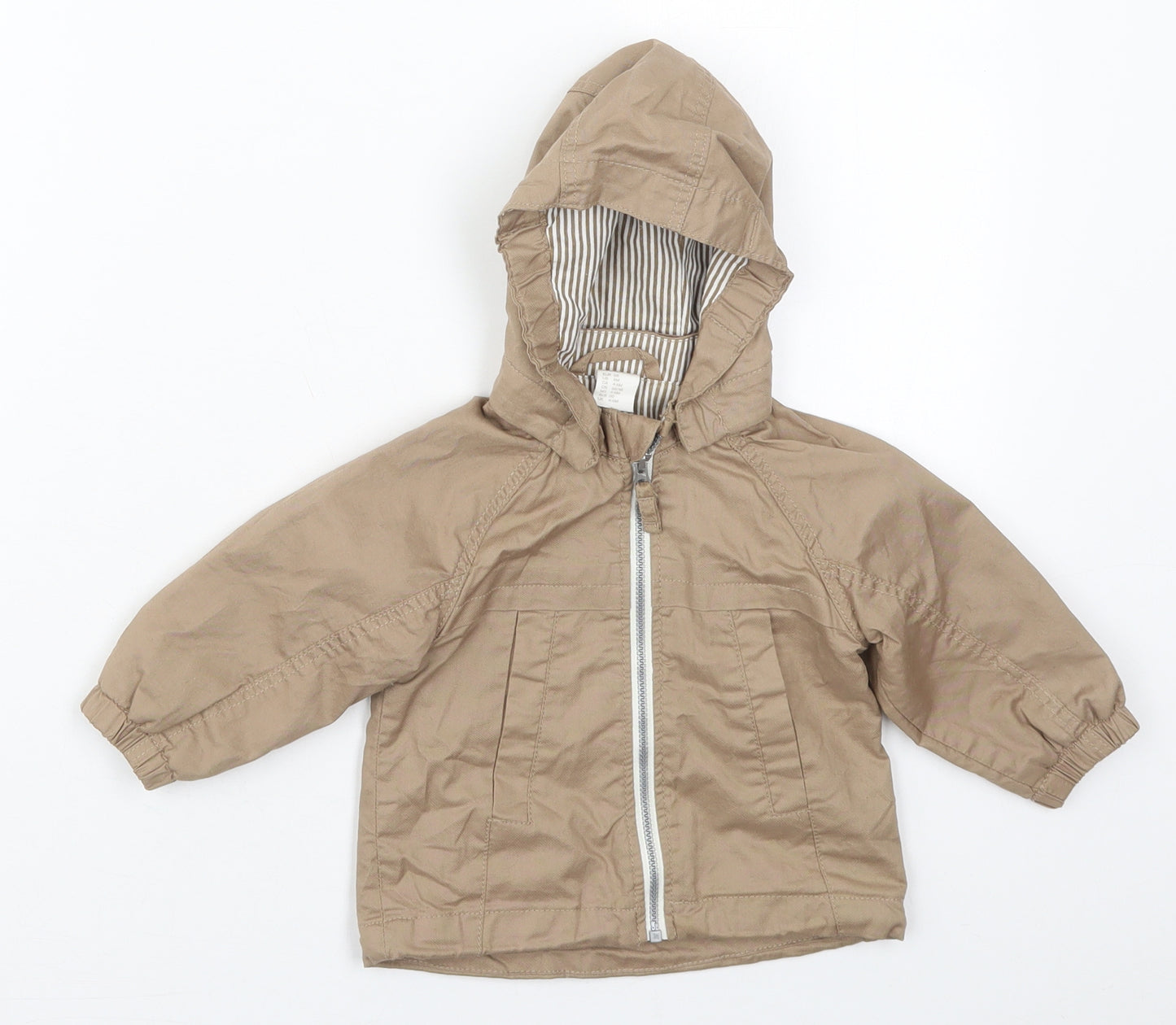 H&M Boys Beige   Basic Coat Coat Size 3-6 Months   Zip