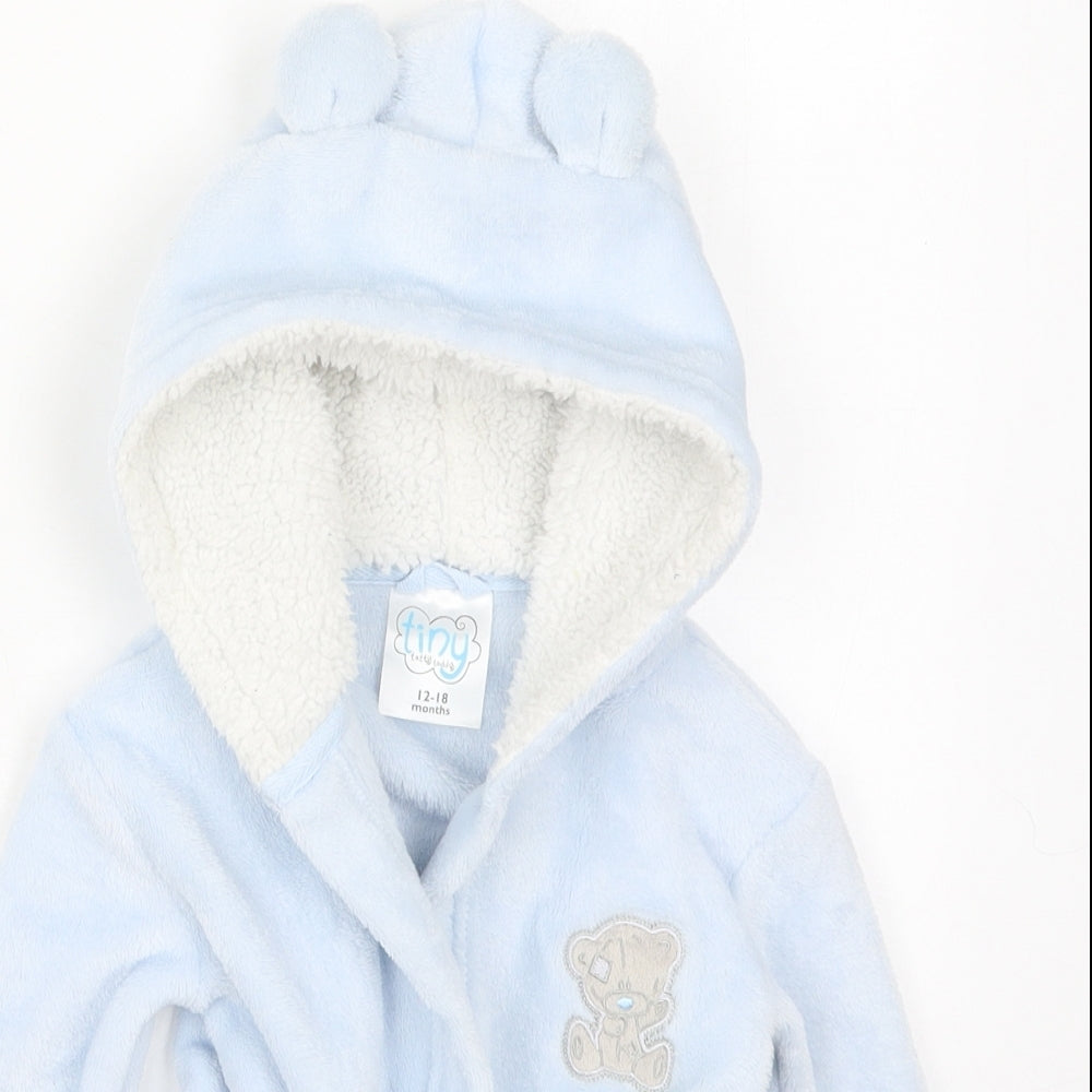 CBG Girls Blue Solid Polyester Kimono Robe Size 12-18 Months  Tie - Tatty Teddy