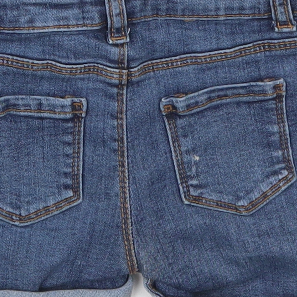 Primark Girls Blue  Cotton Cropped Jeans Size 6-9 Months  Button