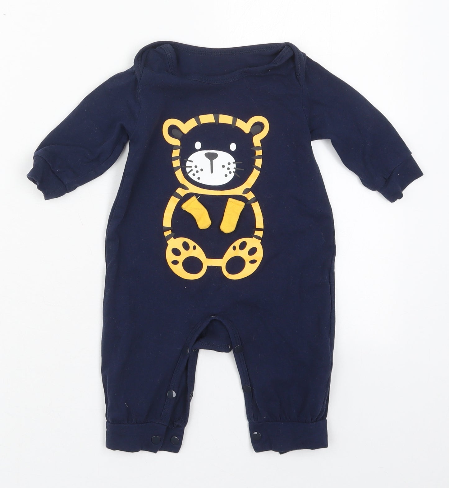 SheIn Boys Blue  Cotton Coverall One-Piece Size 3-6 Months  Button - Tiger