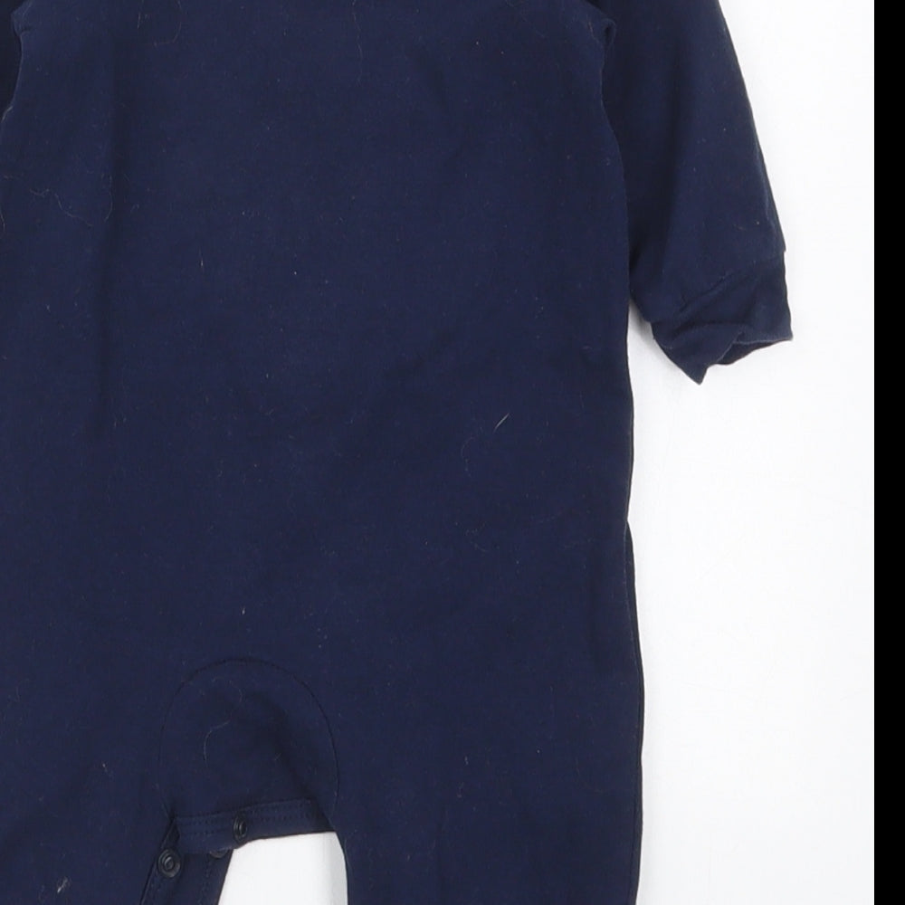 SheIn Boys Blue  Cotton Coverall One-Piece Size 3-6 Months  Button - Tiger