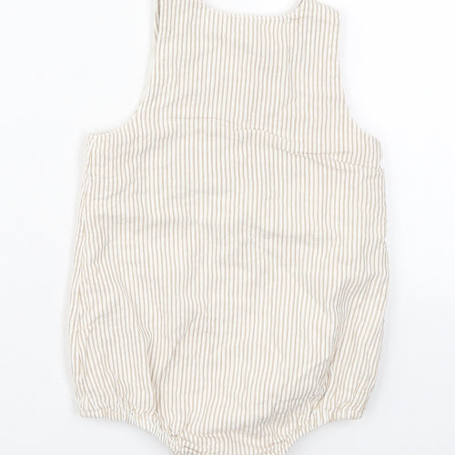 George Girls Beige Striped Cotton Babygrow One-Piece Size 12-18 Months  Button