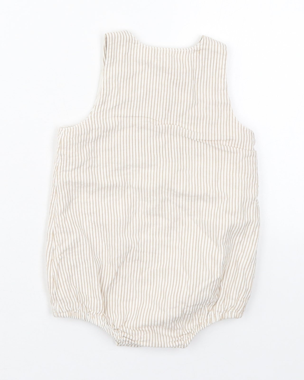 George Girls Beige Striped Cotton Babygrow One-Piece Size 12-18 Months  Button