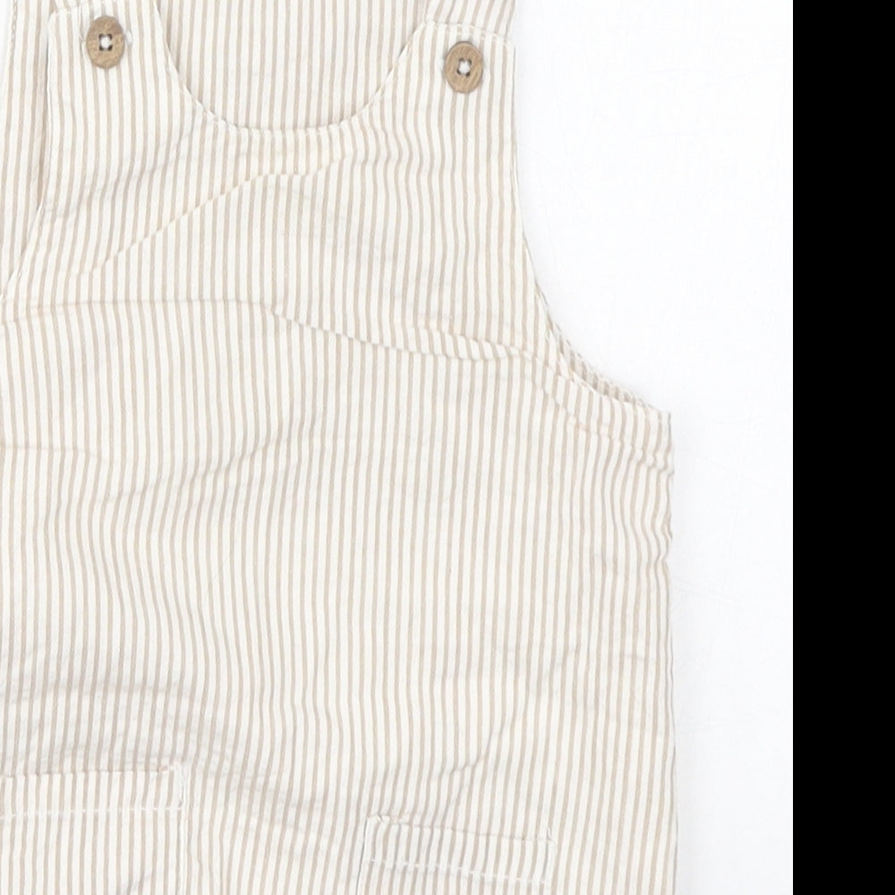 George Girls Beige Striped Cotton Babygrow One-Piece Size 12-18 Months  Button