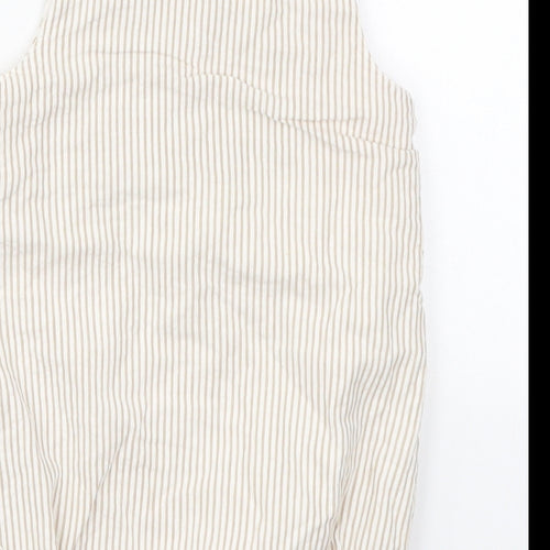 George Girls Beige Striped Cotton Babygrow One-Piece Size 12-18 Months  Button