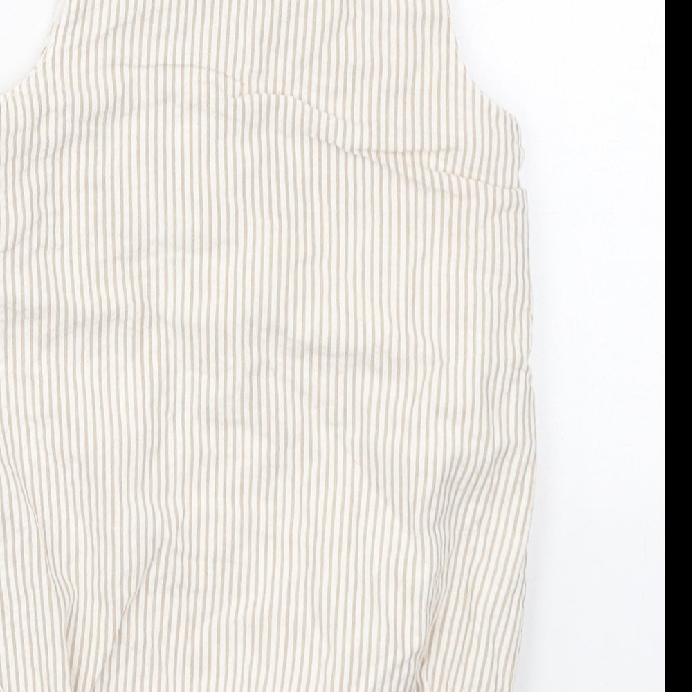 George Girls Beige Striped Cotton Babygrow One-Piece Size 12-18 Months  Button