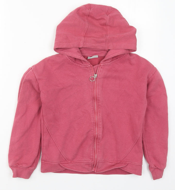 Matalan Girls Pink Cotton Full Zip Hoodie Size 10 Years Zip
