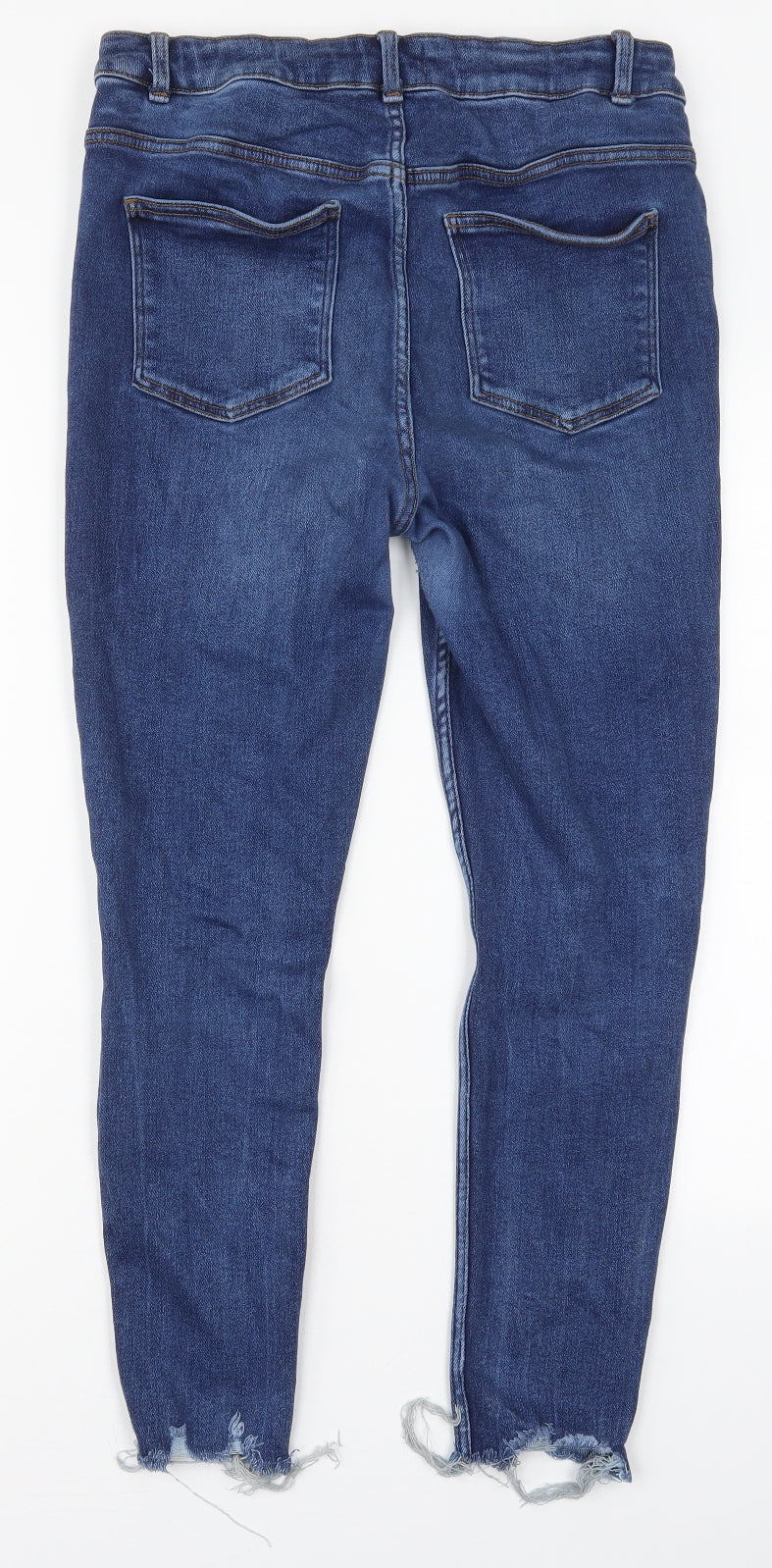 New Look Womens Blue  Cotton Skinny Jeans Size 16 L27 in Regular Button