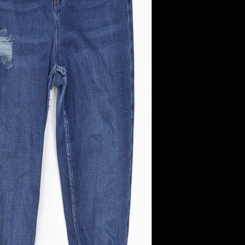 New Look Womens Blue  Cotton Skinny Jeans Size 16 L27 in Regular Button
