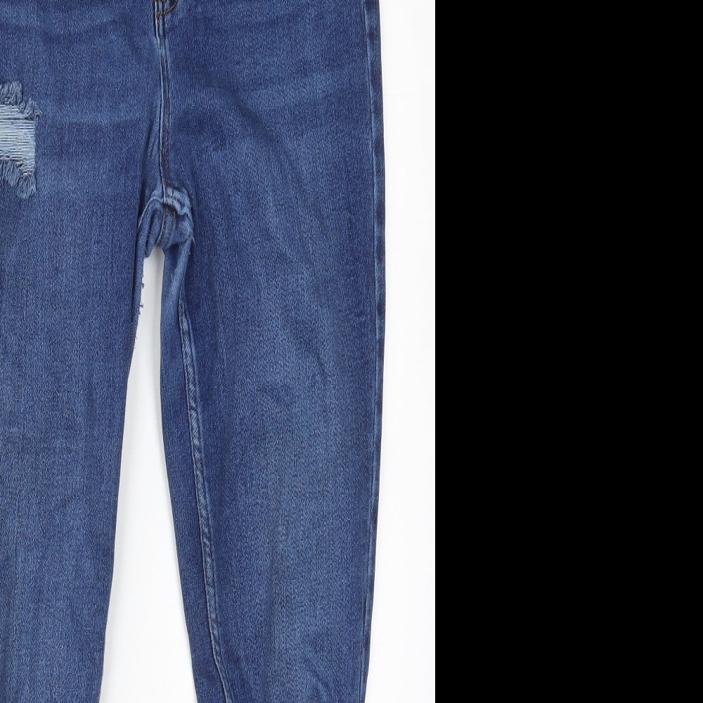 New Look Womens Blue  Cotton Skinny Jeans Size 16 L27 in Regular Button