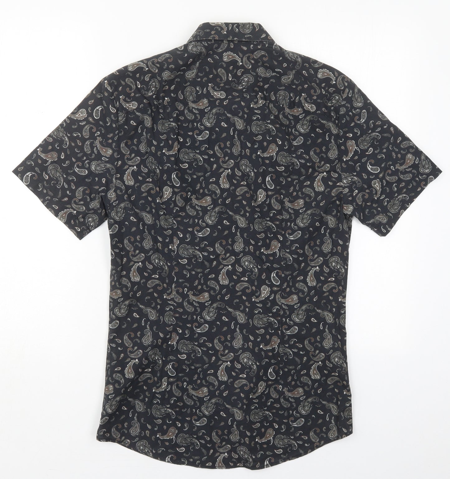 River Island Mens Green Paisley Cotton  Button-Up Size S Collared Button