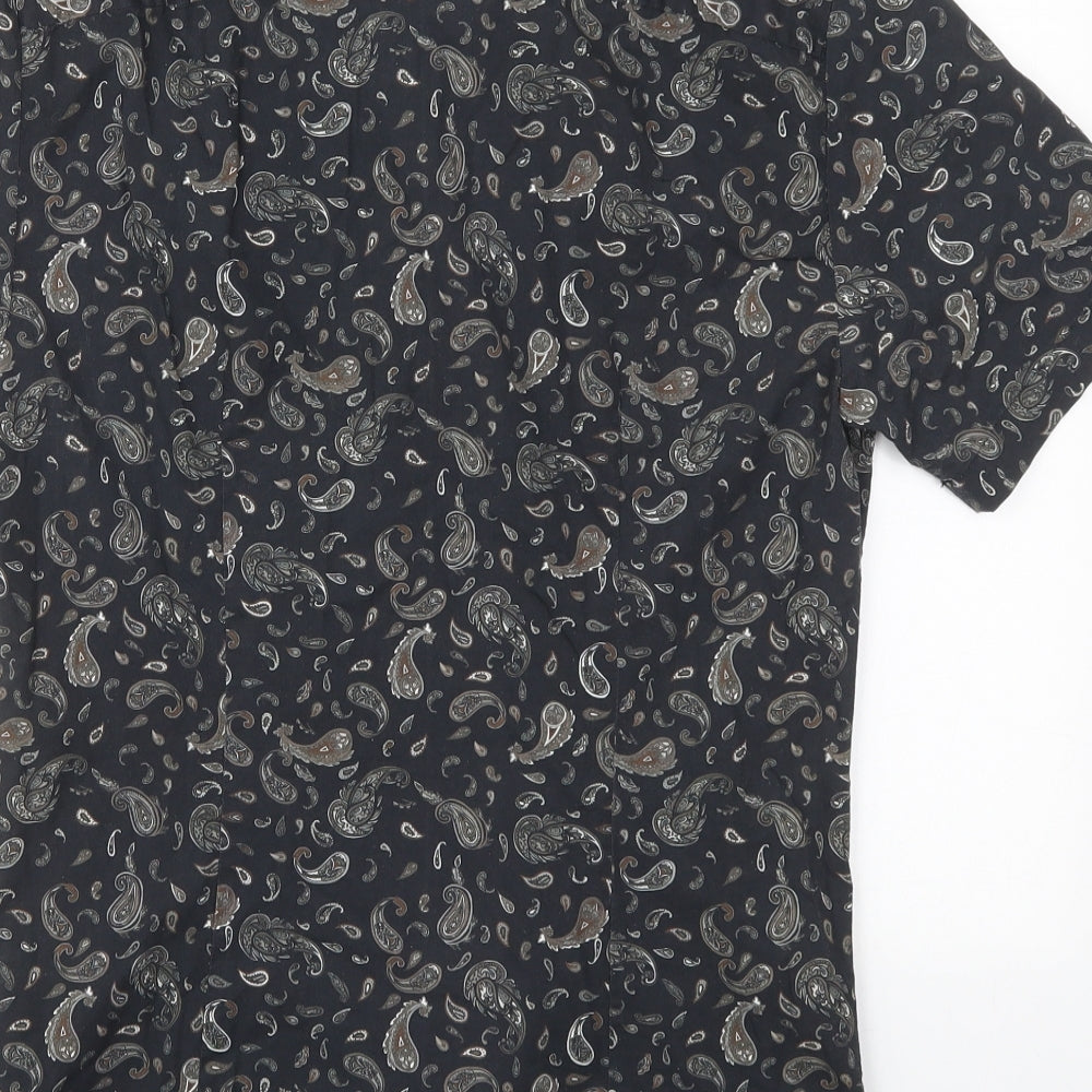 River Island Mens Green Paisley Cotton  Button-Up Size S Collared Button