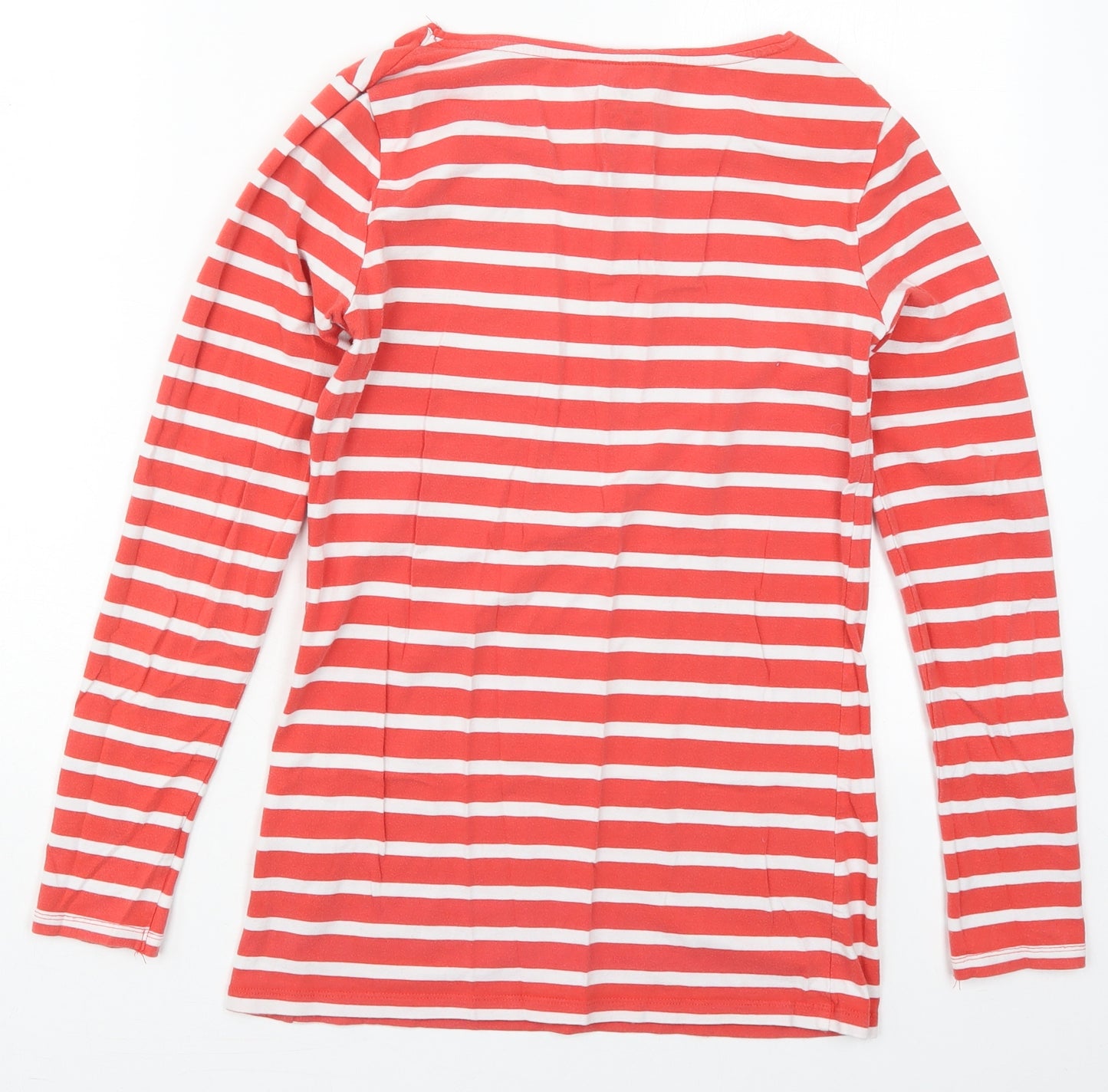 Primark Womens Red Striped Cotton Basic T-Shirt Size 12 Boat Neck