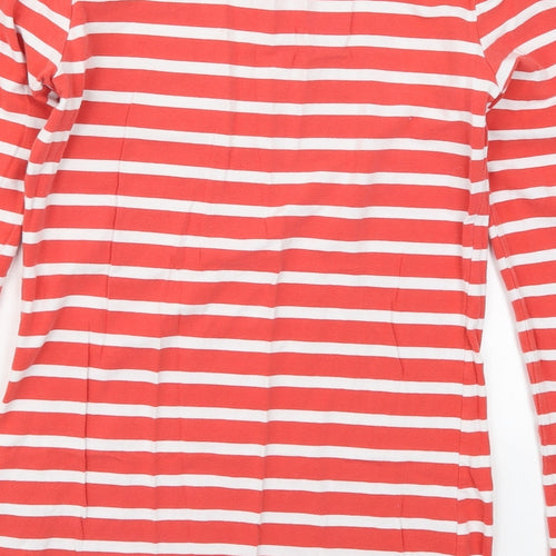 Primark Womens Red Striped Cotton Basic T-Shirt Size 12 Boat Neck