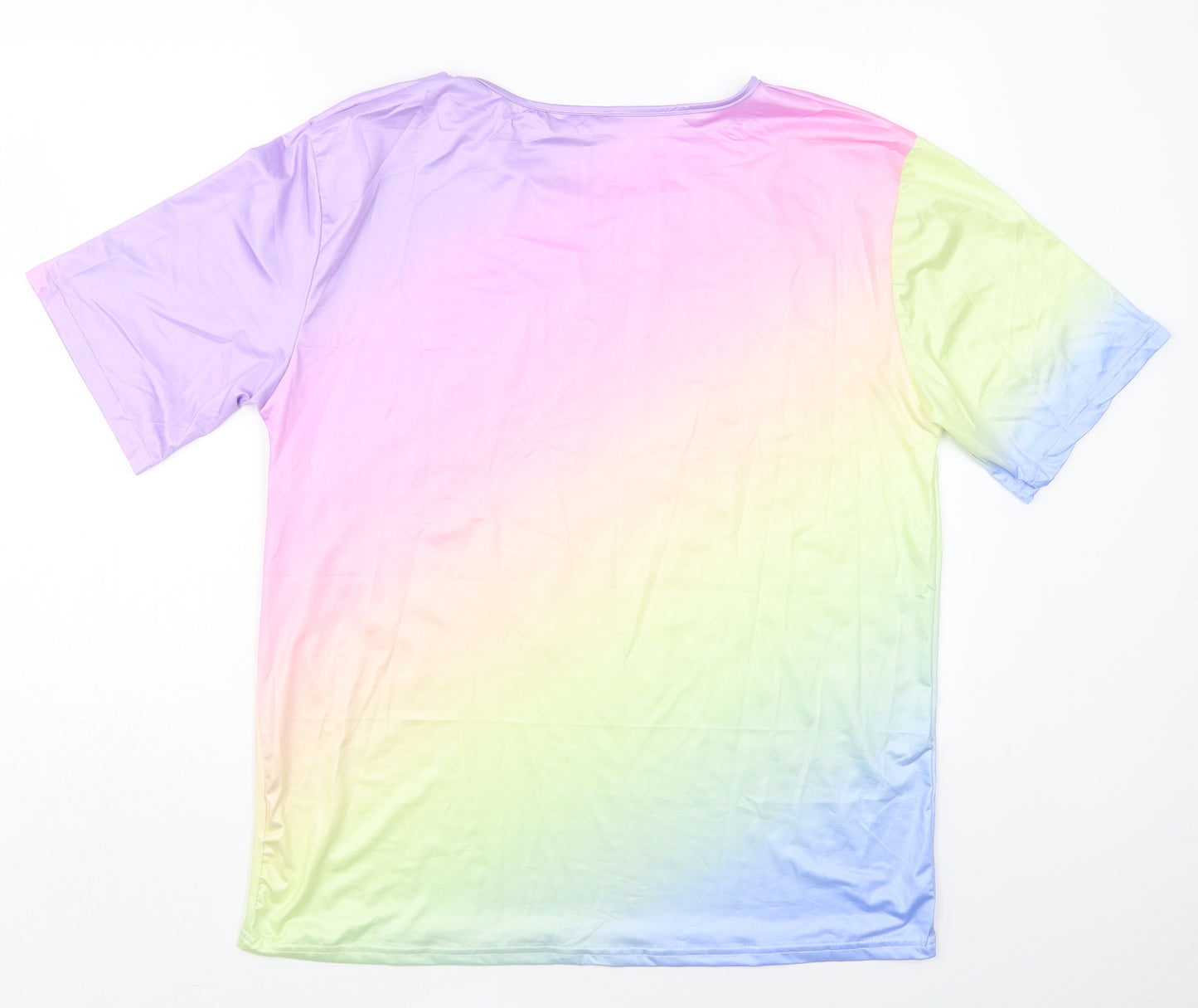 Preworn Womens Multicoloured  Polyester Basic T-Shirt Size 3XL Round Neck - Rainbow