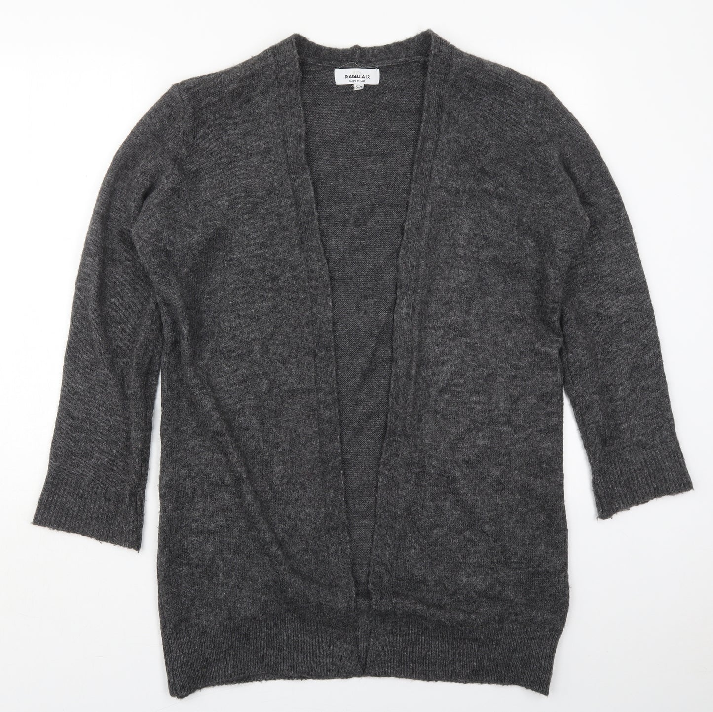 Isabella D Womens Grey V-Neck  Acrylic Cardigan Jumper Size S