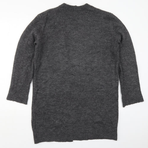 Isabella D Womens Grey V-Neck  Acrylic Cardigan Jumper Size S