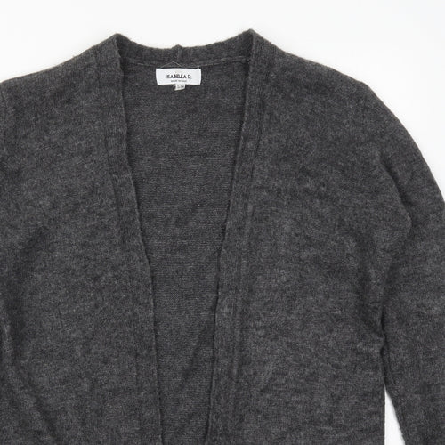 Isabella D Womens Grey V-Neck  Acrylic Cardigan Jumper Size S