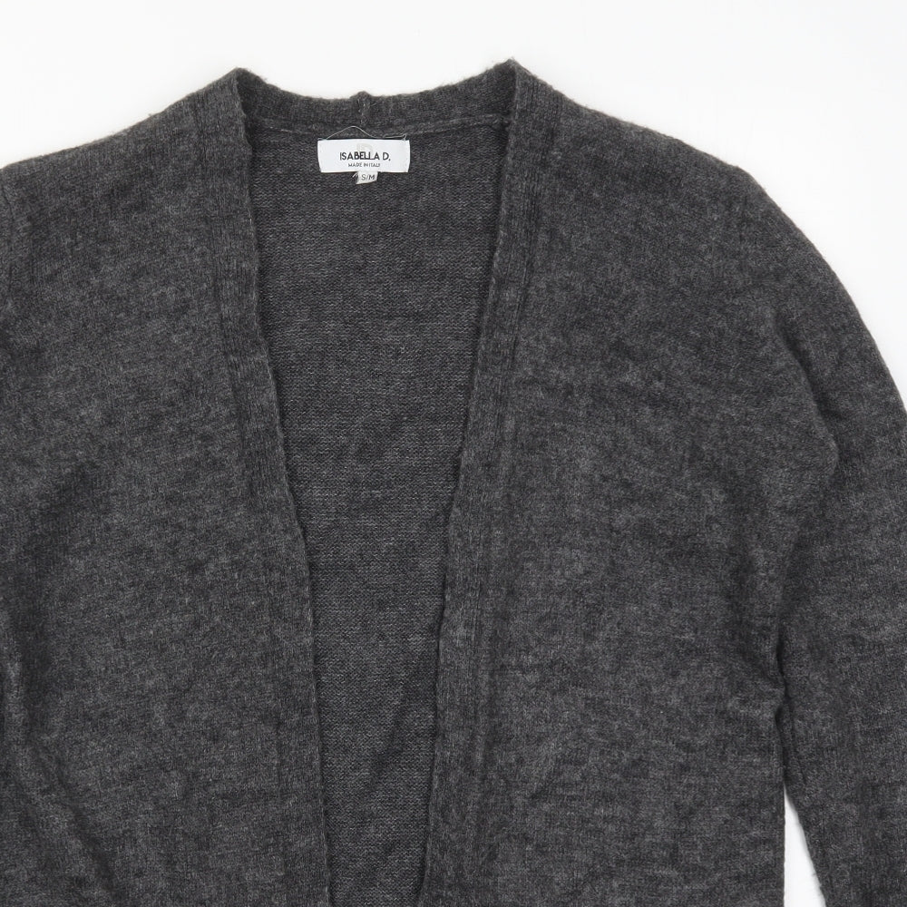 Isabella D Womens Grey V-Neck  Acrylic Cardigan Jumper Size S