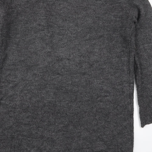 Isabella D Womens Grey V-Neck  Acrylic Cardigan Jumper Size S