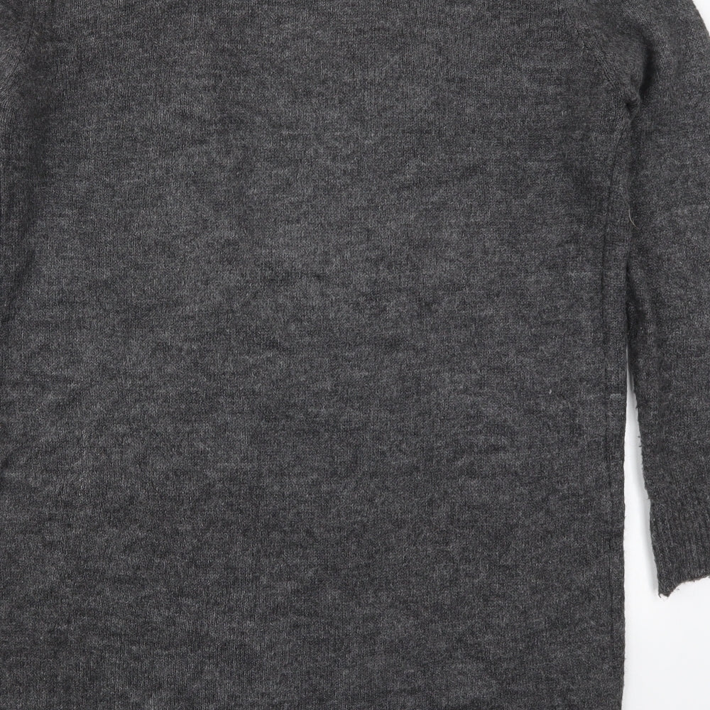 Isabella D Womens Grey V-Neck  Acrylic Cardigan Jumper Size S