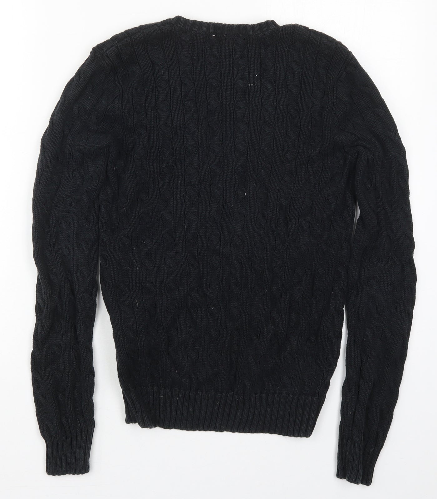 Ralph Lauren Womens Black V-Neck  Cotton Pullover Jumper Size M