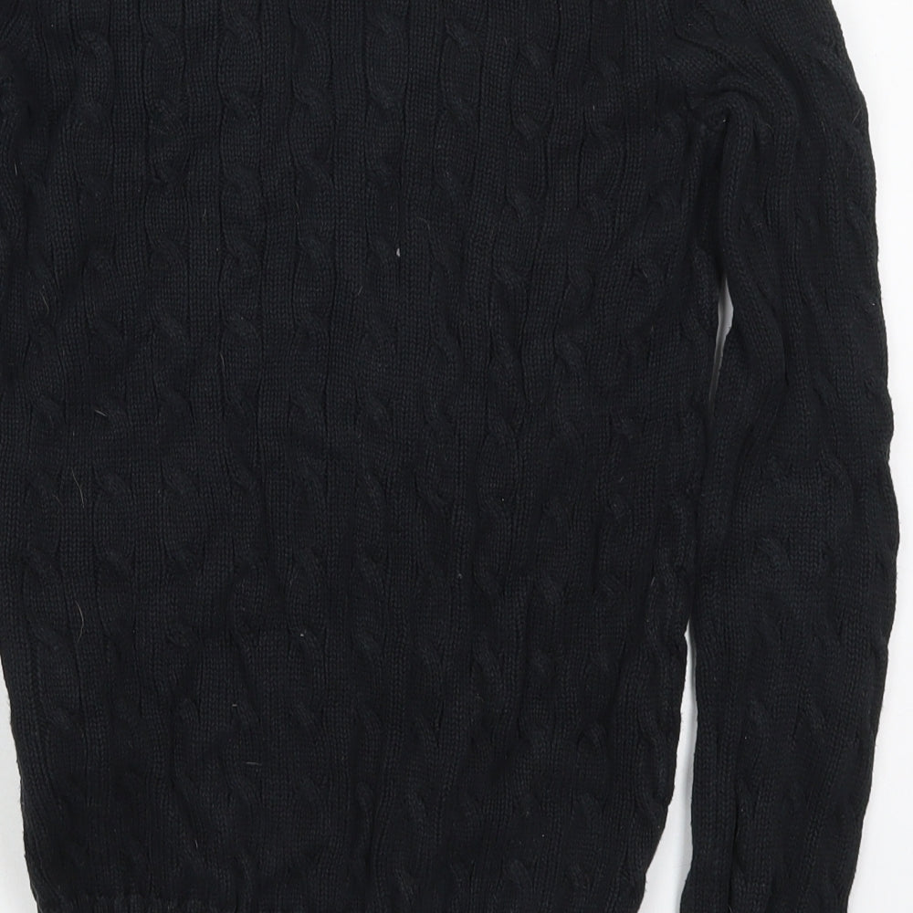 Ralph Lauren Womens Black V-Neck  Cotton Pullover Jumper Size M