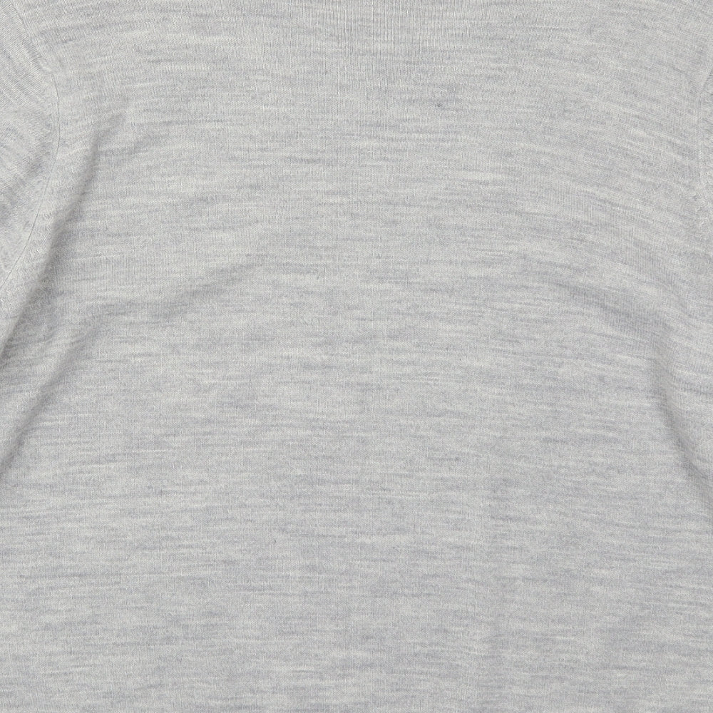 George Mens Grey V-Neck  Acrylic Pullover Jumper Size L