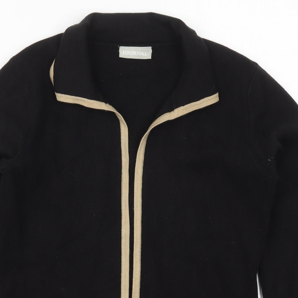 Journal Womens Black Collared  Acrylic Cardigan Jumper Size 10