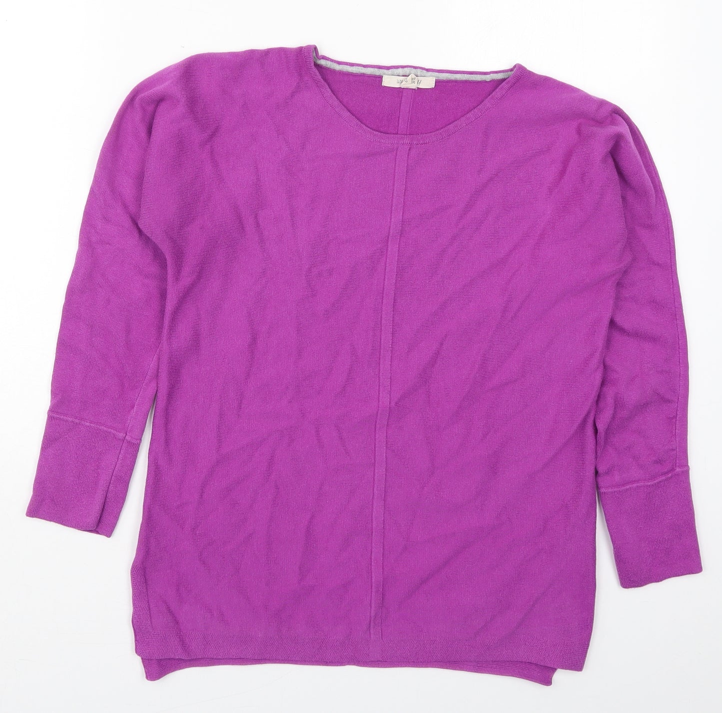 White Stuff Womens Purple Crew Neck  Cotton Pullover Jumper Size 8