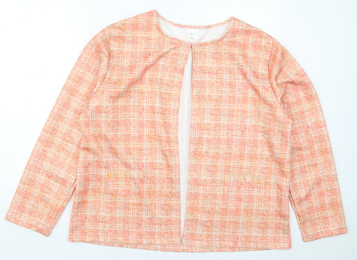 Laure De Ssine Womens Orange Check  Jacket  Size 16  Hook & Eye