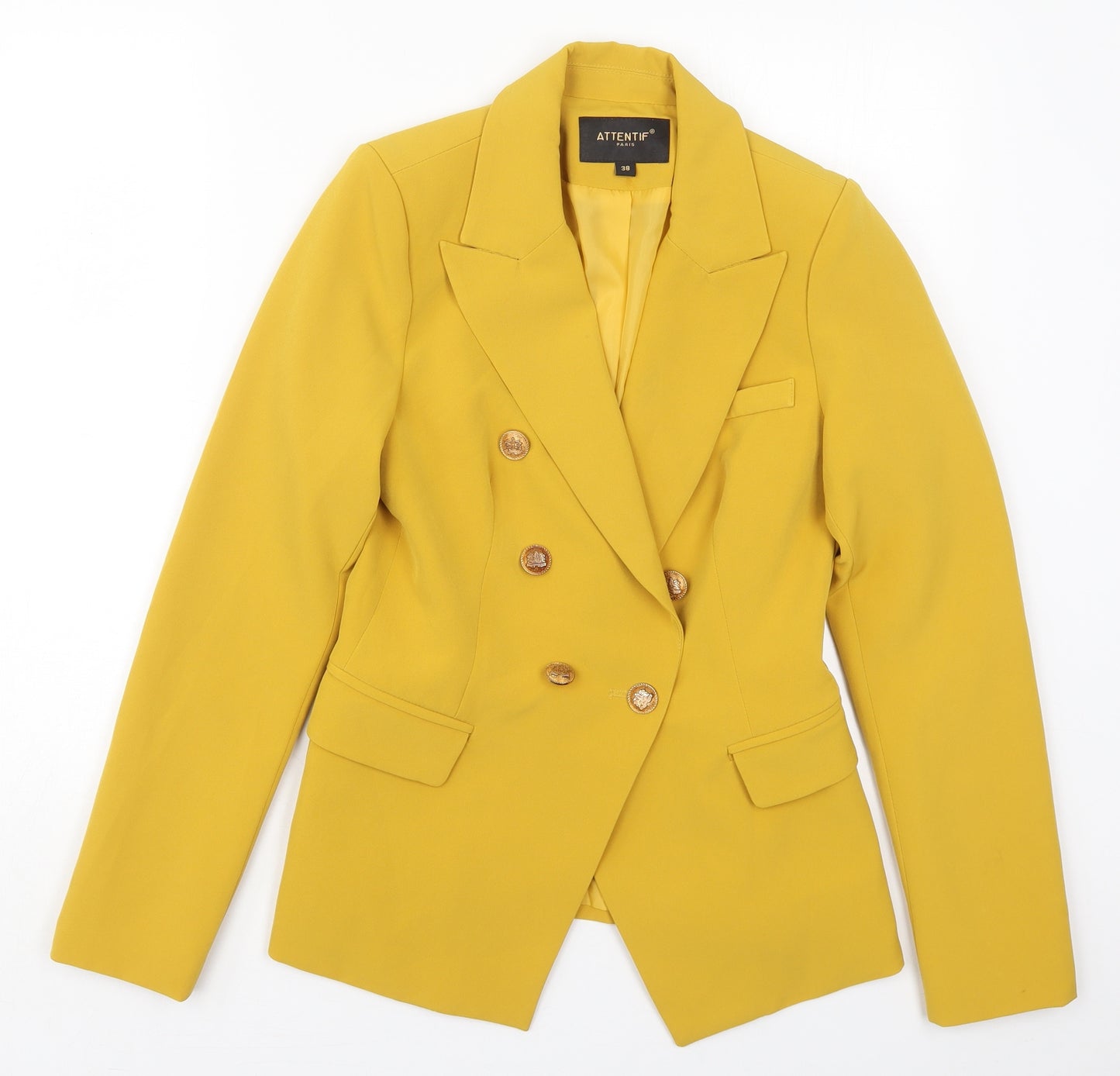 Attentif Womens Yellow  Polyester Jacket Suit Jacket Size 10