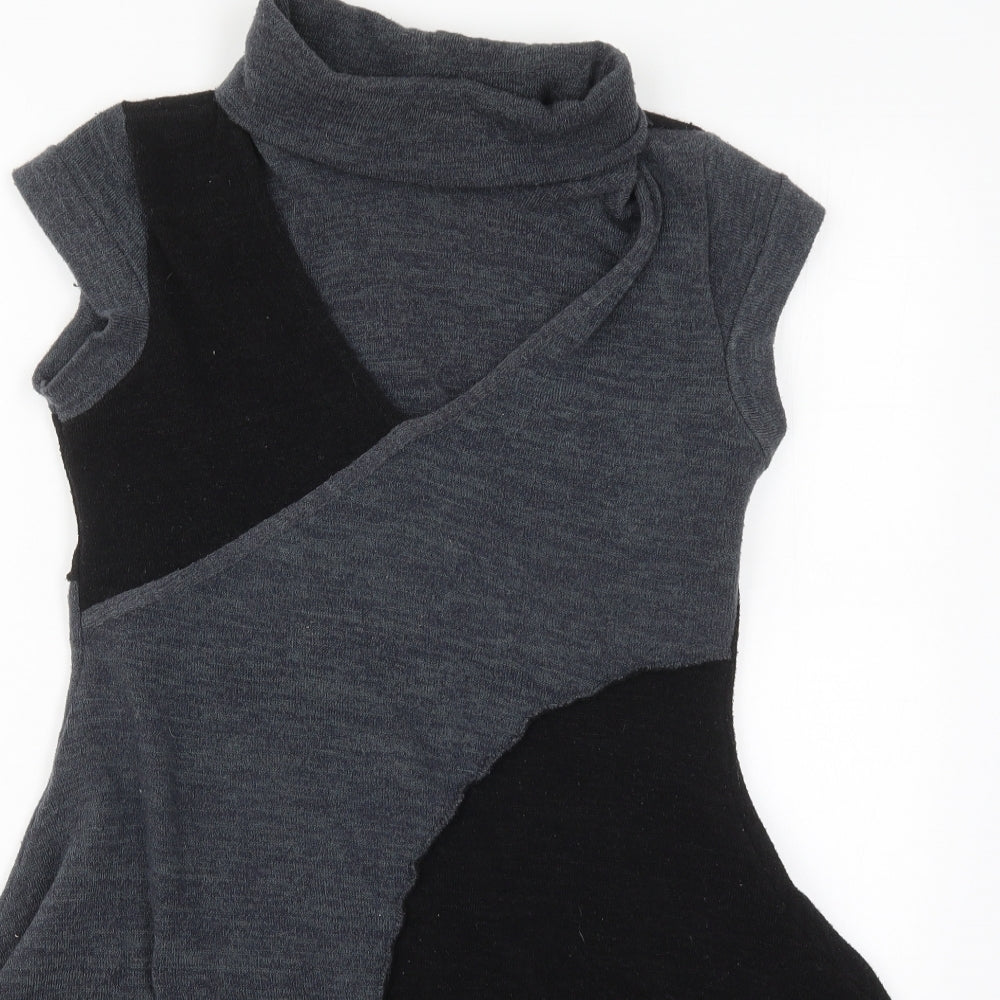 Graffic Womens Grey Scoop Neck  Polyester Pullover Jumper Size M