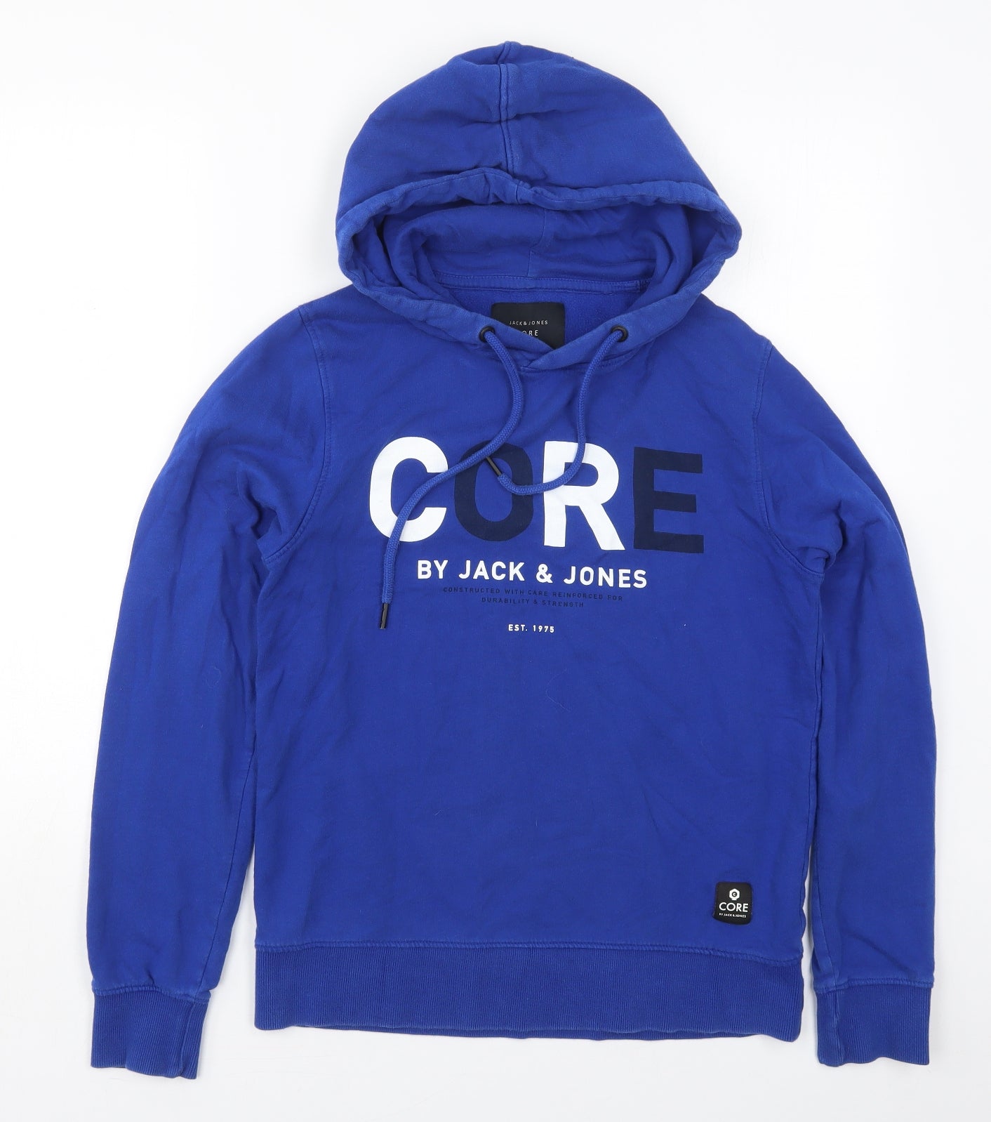 JACK & JONES Mens Blue  Cotton Pullover Hoodie Size S