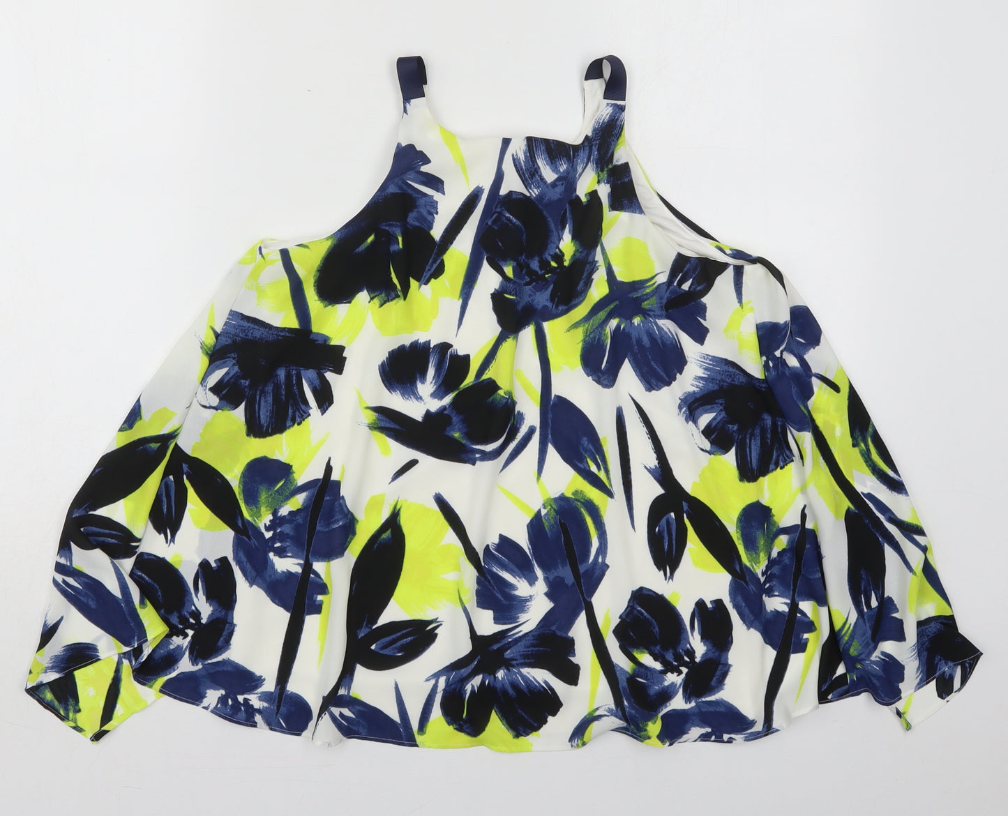 NEXT Womens Blue Floral Viscose Basic Tank Size 10 Scoop Neck